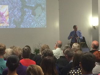 Bruce Clarkson speaks to the crowd at the Biodiversity HB launch